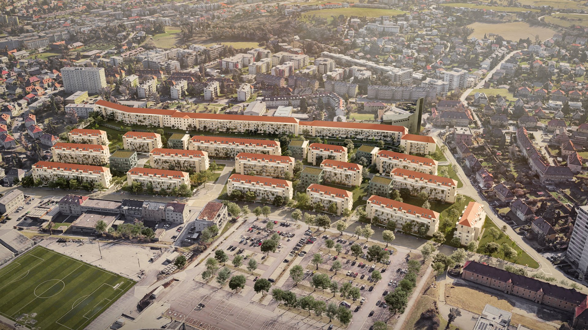 Vogelperspektive der Froschberg-Siedlung