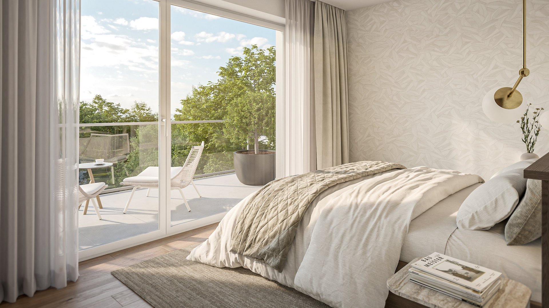 Schlafzimmer mit Blick ins Grüne